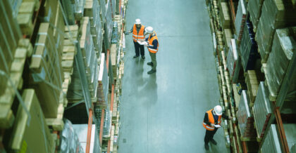 overhead view of employees working in a 3PL warehouse