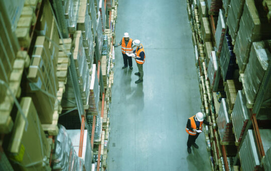 overhead view of employees working in a 3PL warehouse